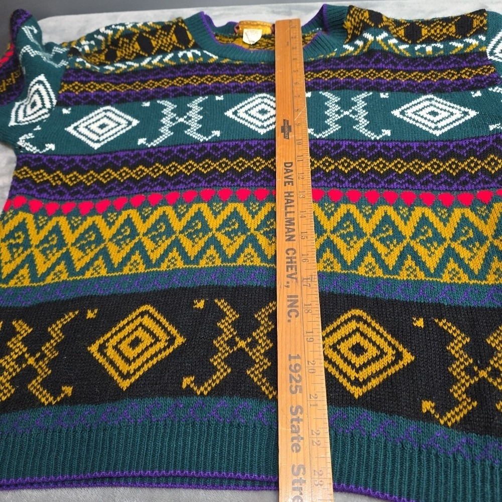Vintage Woolrich Sweater Women's Size Large Colorful Geometric Knit Green Purple - Picture 8 of 9